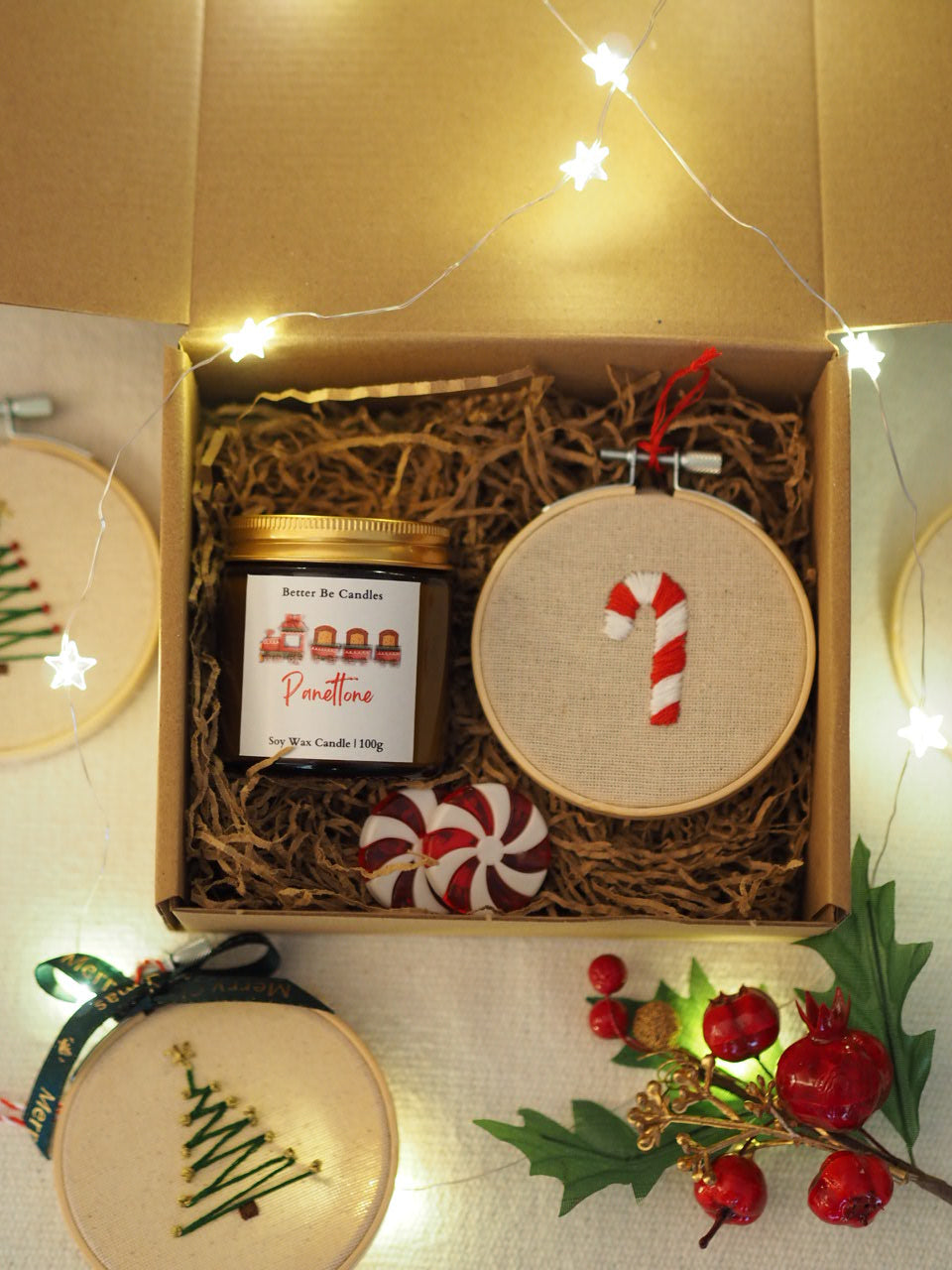 Christmas Box με Κερί & Στολίδι Candy Cane