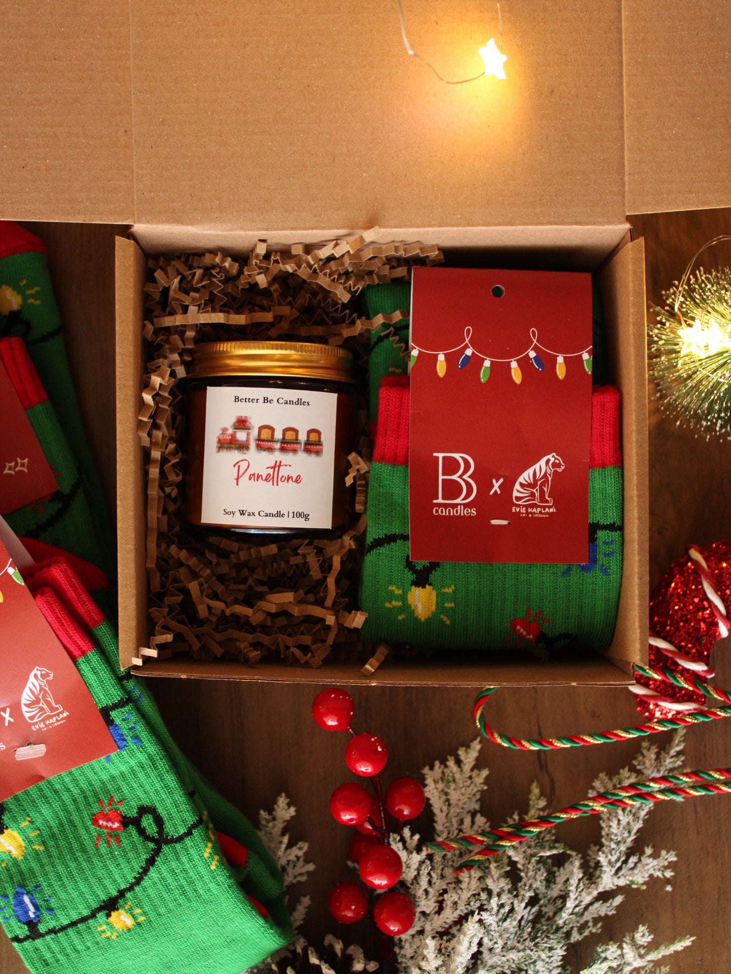 Christmas Box με Κερί & Christmas Socks