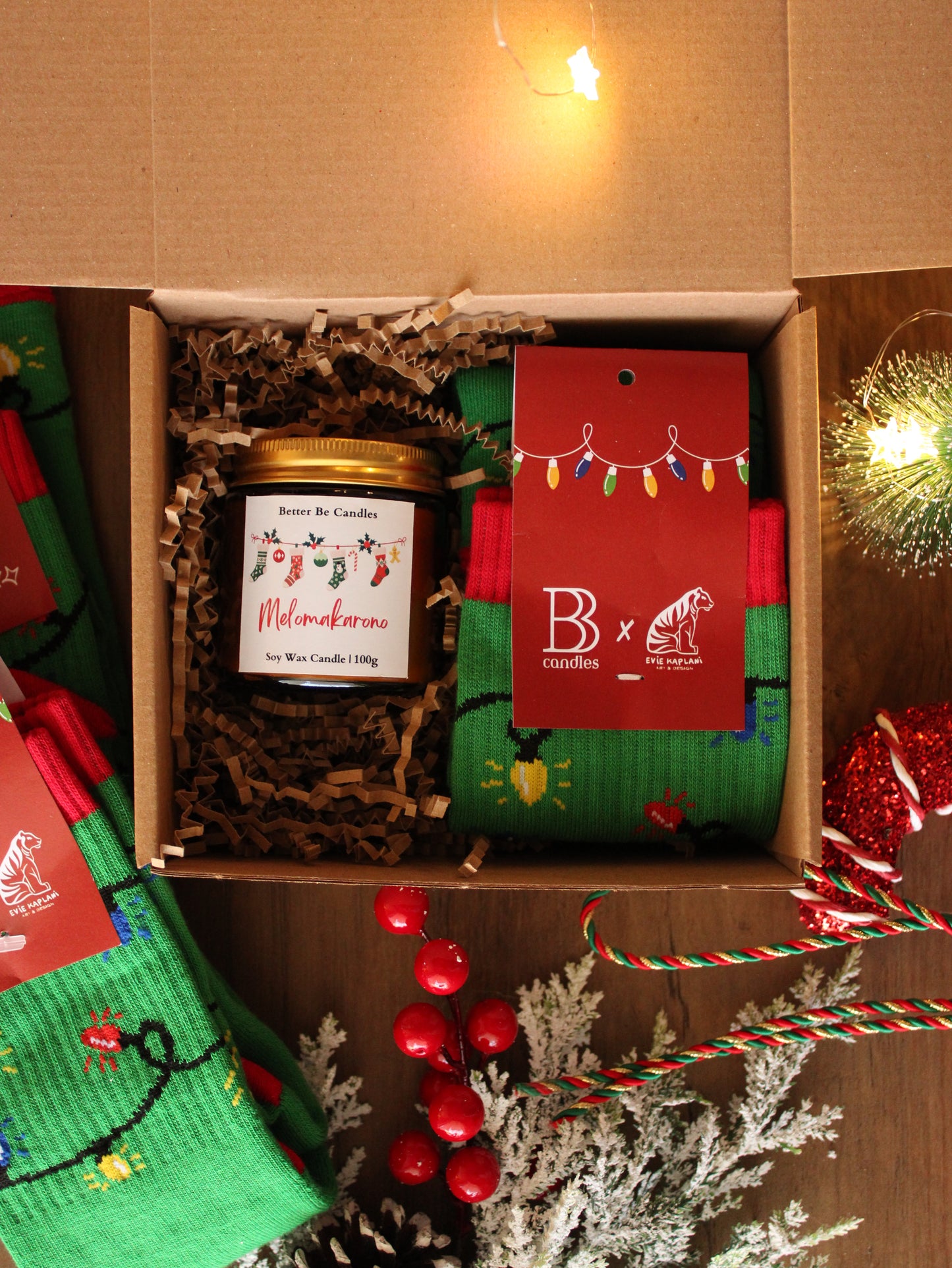 Christmas Box με Κερί & Christmas Socks