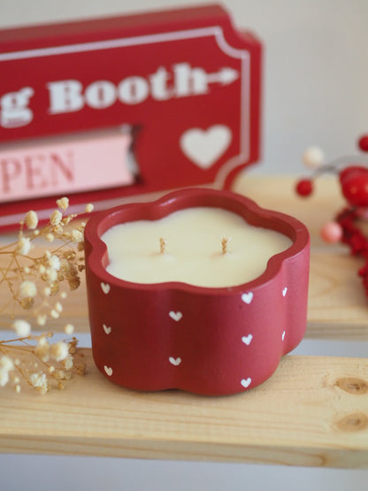 Handmade Cement Candle Red Petal