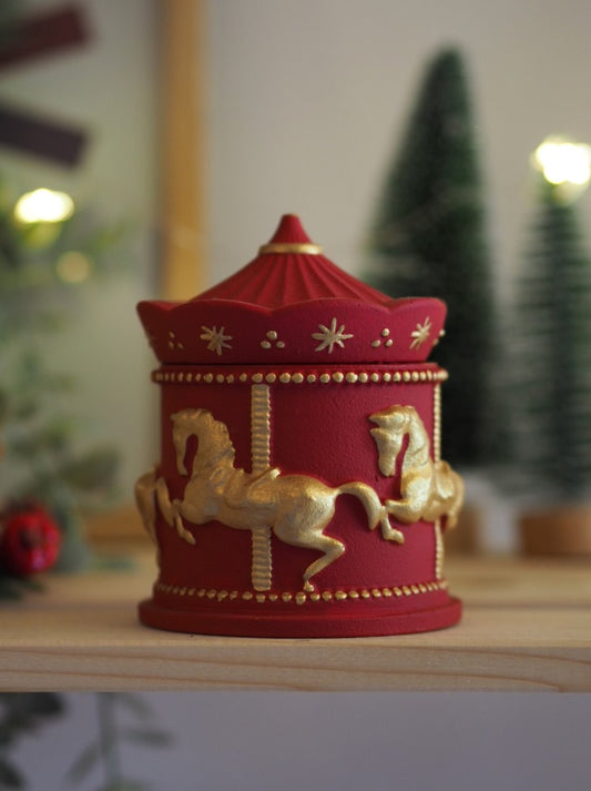 Χερoποίητο Δοχείο Κερί Καρουζέλ Κόκκινο