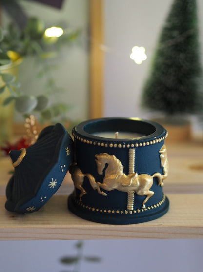 Χερoποίητο Δοχείο Κερί Καρουζέλ Πράσινο