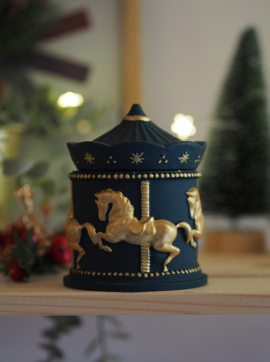 Χερoποίητο Δοχείο Κερί Καρουζέλ Πράσινο