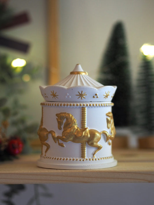 Χερoποίητο Δοχείο Κερί Καρουζέλ Λευκό