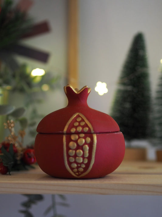 Χερoποίητο Δοχείο Κερί Ρόδι Κόκκινο