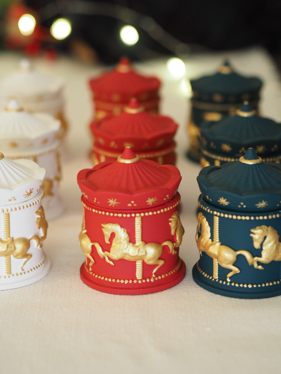 Χερoποίητο Δοχείο Κερί Καρουζέλ Κόκκινο