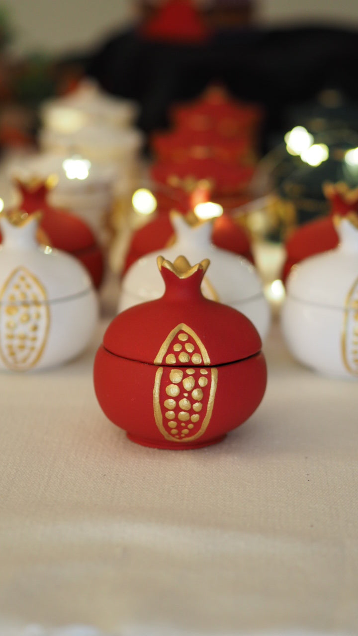 Χερoποίητο Δοχείο Κερί Ρόδι Κόκκινο