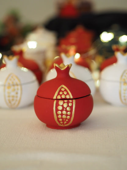 Χερoποίητο Δοχείο Κερί Ρόδι Κόκκινο