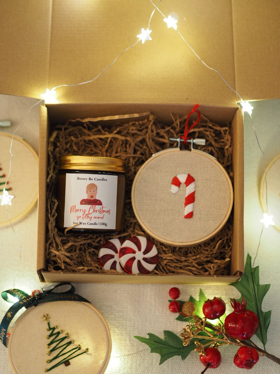 Christmas Box με Κερί & Στολίδι Candy Cane