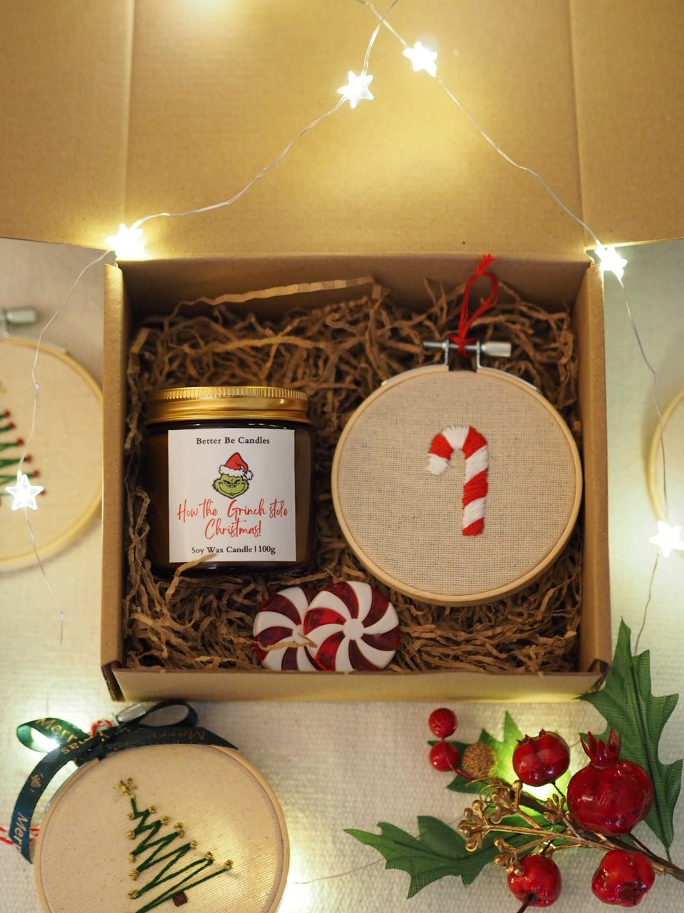 Christmas Box με Κερί & Στολίδι Candy Cane