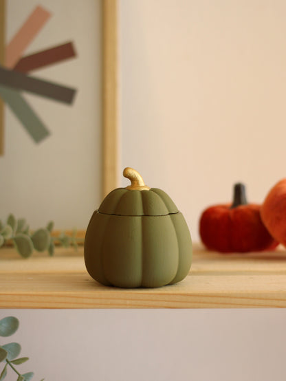 Handmade Candle Olive Coloured Pumpkin Container